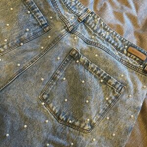 BLANKNYC Embellished Jeans: Unique Pearl Beaded Wide Leg